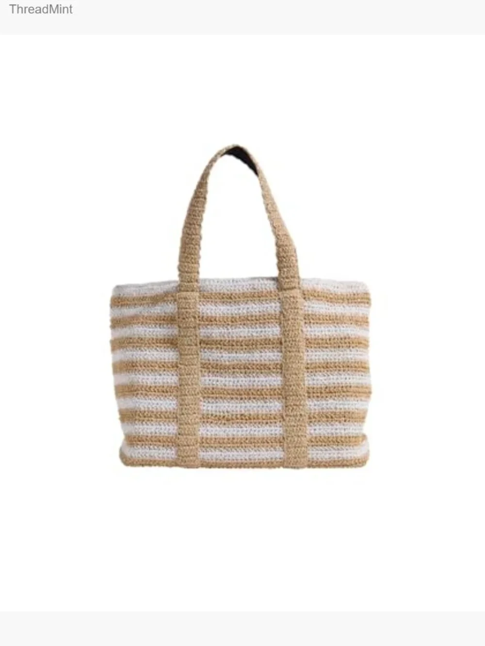 Medium Straw Tote with Cotton Lining and Magnetic Closure - Picture 2 of 4